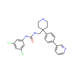 O=C(NCC1(c2ccc(-c3cccnc3)cc2)CCNCC1)Nc1cc(Cl)cc(Cl)c1 ZINC000028108848
