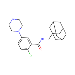 O=C(NCC12CC3CC(CC(C3)C1)C2)c1cc(N2CCNCC2)ccc1Cl ZINC000028825647