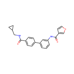 O=C(NCC1CC1)c1ccc(-c2cccc(NC(=O)c3ccoc3)c2)cc1 ZINC000040408317
