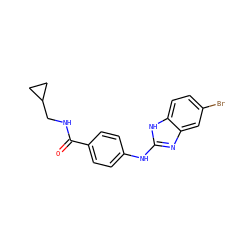 O=C(NCC1CC1)c1ccc(Nc2nc3cc(Br)ccc3[nH]2)cc1 ZINC000015974459