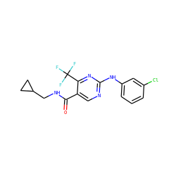 O=C(NCC1CC1)c1cnc(Nc2cccc(Cl)c2)nc1C(F)(F)F ZINC000028645354