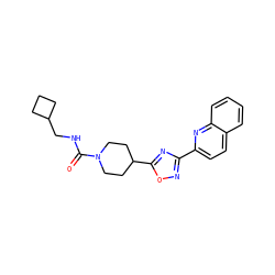 O=C(NCC1CCC1)N1CCC(c2nc(-c3ccc4ccccc4n3)no2)CC1 ZINC000072179912