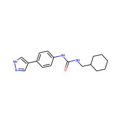 O=C(NCC1CCCCC1)Nc1ccc(-c2cn[nH]c2)cc1 ZINC000095585908