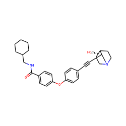 O=C(NCC1CCCCC1)c1ccc(Oc2ccc(C#C[C@]3(O)CN4CCC3CC4)cc2)cc1 ZINC000073219783