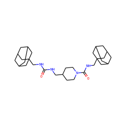 O=C(NCC1CCN(C(=O)NCC23CC4CC(CC(C4)C2)C3)CC1)NCC12CC3CC(CC(C3)C1)C2 ZINC000169334947
