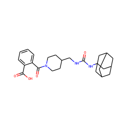 O=C(NCC1CCN(C(=O)c2ccccc2C(=O)O)CC1)NC12CC3CC(CC(C3)C1)C2 ZINC000036330664