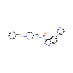 O=C(NCC1CCN(CCc2ccccc2)CC1)c1n[nH]c2ccc(-c3cccnc3)cc12 ZINC000653775423
