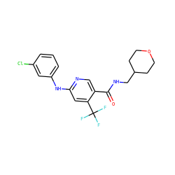 O=C(NCC1CCOCC1)c1cnc(Nc2cccc(Cl)c2)cc1C(F)(F)F ZINC000040873557