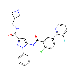O=C(NCC1CNC1)c1cc(NC(=O)c2cc(-c3ncccc3F)ccc2Cl)n(-c2ccccc2)n1 ZINC001772640285