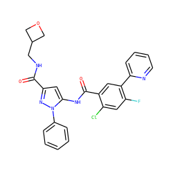 O=C(NCC1COC1)c1cc(NC(=O)c2cc(-c3ccccn3)c(F)cc2Cl)n(-c2ccccc2)n1 ZINC001772602079