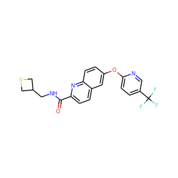 O=C(NCC1CSC1)c1ccc2cc(Oc3ccc(C(F)(F)F)cn3)ccc2n1 ZINC001772571486
