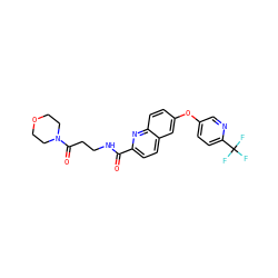 O=C(NCCC(=O)N1CCOCC1)c1ccc2cc(Oc3ccc(C(F)(F)F)nc3)ccc2n1 ZINC001772618085
