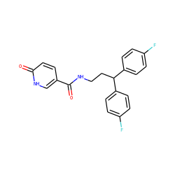 O=C(NCCC(c1ccc(F)cc1)c1ccc(F)cc1)c1ccc(=O)[nH]c1 ZINC000042921787
