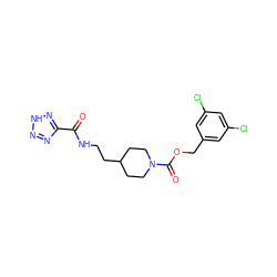 O=C(NCCC1CCN(C(=O)OCc2cc(Cl)cc(Cl)c2)CC1)c1nn[nH]n1 ZINC000209485103
