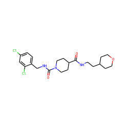O=C(NCCC1CCOCC1)C1CCN(C(=O)NCc2ccc(Cl)cc2Cl)CC1 ZINC000045339914
