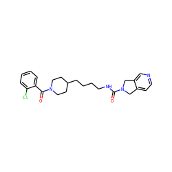 O=C(NCCCCC1CCN(C(=O)c2ccccc2Cl)CC1)N1Cc2ccncc2C1 ZINC000165713566