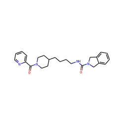 O=C(NCCCCC1CCN(C(=O)c2ccccn2)CC1)N1Cc2ccccc2C1 ZINC000166779949