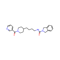O=C(NCCCCC1CCN(C(=O)c2cccnc2)CC1)N1Cc2ccccc2C1 ZINC000166201285