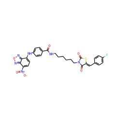 O=C(NCCCCCCN1C(=O)S/C(=C\c2ccc(F)cc2)C1=O)c1ccc(Nc2ccc([N+](=O)[O-])c3nonc23)cc1 ZINC000068244656