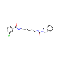 O=C(NCCCCCCNC(=O)N1Cc2ccccc2C1)c1cccc(Cl)c1 ZINC000166928224