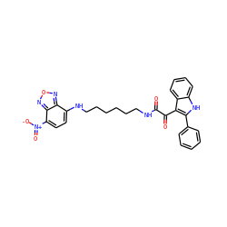 O=C(NCCCCCCNc1ccc([N+](=O)[O-])c2nonc12)C(=O)c1c(-c2ccccc2)[nH]c2ccccc12 ZINC000014977739