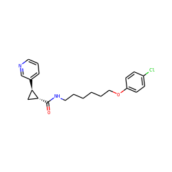 O=C(NCCCCCCOc1ccc(Cl)cc1)[C@@H]1C[C@H]1c1cccnc1 ZINC000103241044