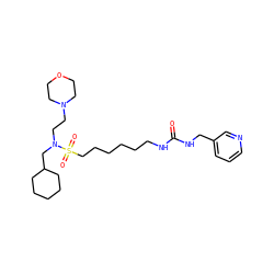 O=C(NCCCCCCS(=O)(=O)N(CCN1CCOCC1)CC1CCCCC1)NCc1cccnc1 ZINC000103247728