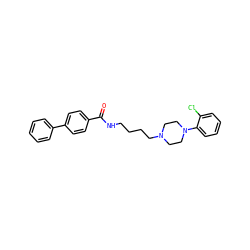 O=C(NCCCCN1CCN(c2ccccc2Cl)CC1)c1ccc(-c2ccccc2)cc1 ZINC000028603994