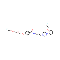 O=C(NCCCCN1CCN(c2ccccc2OCCF)CC1)c1ccc(OCCOCCOCCF)cc1 ZINC000066114279
