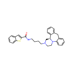O=C(NCCCCN1CCN2c3ccccc3Cc3ccccc3[C@@H]2C1)c1cc2ccccc2s1 ZINC000028869900