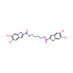 O=C(NCCCCNC(=O)c1cc2cc(O)c(O)cc2[nH]1)c1cc2cc(O)c(O)cc2[nH]1 ZINC000035001342
