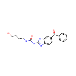 O=C(NCCCCO)Nc1nc2ccc(C(=O)c3ccccc3)cc2[nH]1 ZINC000084688661