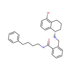 O=C(NCCCCc1ccccc1)c1ccccc1CN[C@H]1CCCc2c(O)cccc21 ZINC000013589135