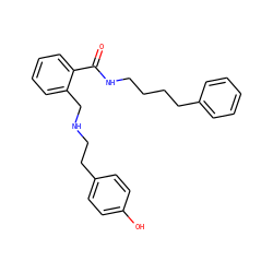 O=C(NCCCCc1ccccc1)c1ccccc1CNCCc1ccc(O)cc1 ZINC000013589103