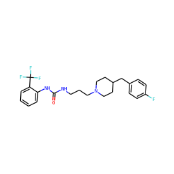 O=C(NCCCN1CCC(Cc2ccc(F)cc2)CC1)Nc1ccccc1C(F)(F)F ZINC000013443487