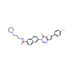 O=C(NCCCN1CCCC1)c1ccc2cc(-n3cnc4cc(-c5ccc(Cl)cc5)sc4c3=O)ccc2c1 ZINC000038149701