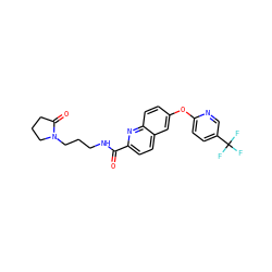 O=C(NCCCN1CCCC1=O)c1ccc2cc(Oc3ccc(C(F)(F)F)cn3)ccc2n1 ZINC001772643544