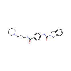 O=C(NCCCN1CCCCC1)c1ccc(NC(=O)N2Cc3ccccc3C2)cc1 ZINC000166687968