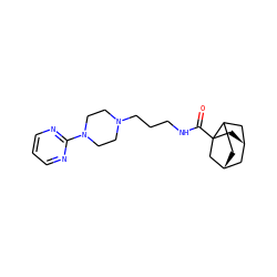 O=C(NCCCN1CCN(c2ncccn2)CC1)C12C[C@@H]3CC1C[C@H](C3)C2 ZINC000100840389