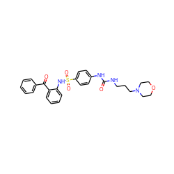 O=C(NCCCN1CCOCC1)Nc1ccc(S(=O)(=O)Nc2ccccc2C(=O)c2ccccc2)cc1 ZINC000045497824