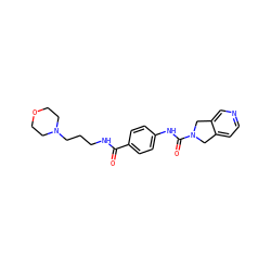 O=C(NCCCN1CCOCC1)c1ccc(NC(=O)N2Cc3ccncc3C2)cc1 ZINC000167298842