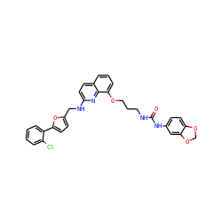 O=C(NCCCOc1cccc2ccc(NCc3ccc(-c4ccccc4Cl)o3)nc12)Nc1ccc2c(c1)OCO2 ZINC000028370334