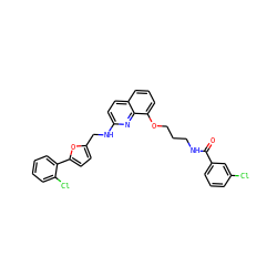 O=C(NCCCOc1cccc2ccc(NCc3ccc(-c4ccccc4Cl)o3)nc12)c1cccc(Cl)c1 ZINC000028390537