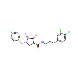 O=C(NCCCc1ccc(Cl)c(Cl)c1)C1CN(Cc2ccc(F)cc2)C(=O)C1=O ZINC000141959997