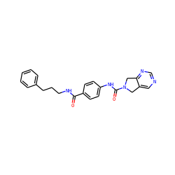 O=C(NCCCc1ccccc1)c1ccc(NC(=O)N2Cc3cncnc3C2)cc1 ZINC000165942398