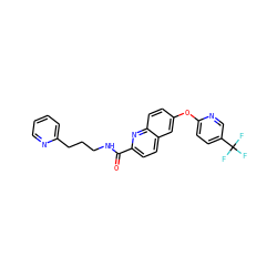 O=C(NCCCc1ccccn1)c1ccc2cc(Oc3ccc(C(F)(F)F)cn3)ccc2n1 ZINC001772627044