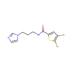 O=C(NCCCn1ccnc1)c1cc(Br)c(Br)s1 ZINC000012546494