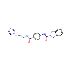 O=C(NCCCn1ccnc1)c1ccc(NC(=O)N2Cc3ccccc3C2)cc1 ZINC000166710386