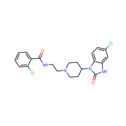 O=C(NCCN1CCC(n2c(=O)[nH]c3cc(Cl)ccc32)CC1)c1ccccc1Cl ZINC000058538466
