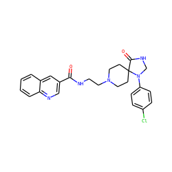 O=C(NCCN1CCC2(CC1)C(=O)NCN2c1ccc(Cl)cc1)c1cnc2ccccc2c1 ZINC000064436377